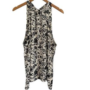 NWOT Kaileigh Black Gray Ivory Floral Lightweight Halter Top XL‎